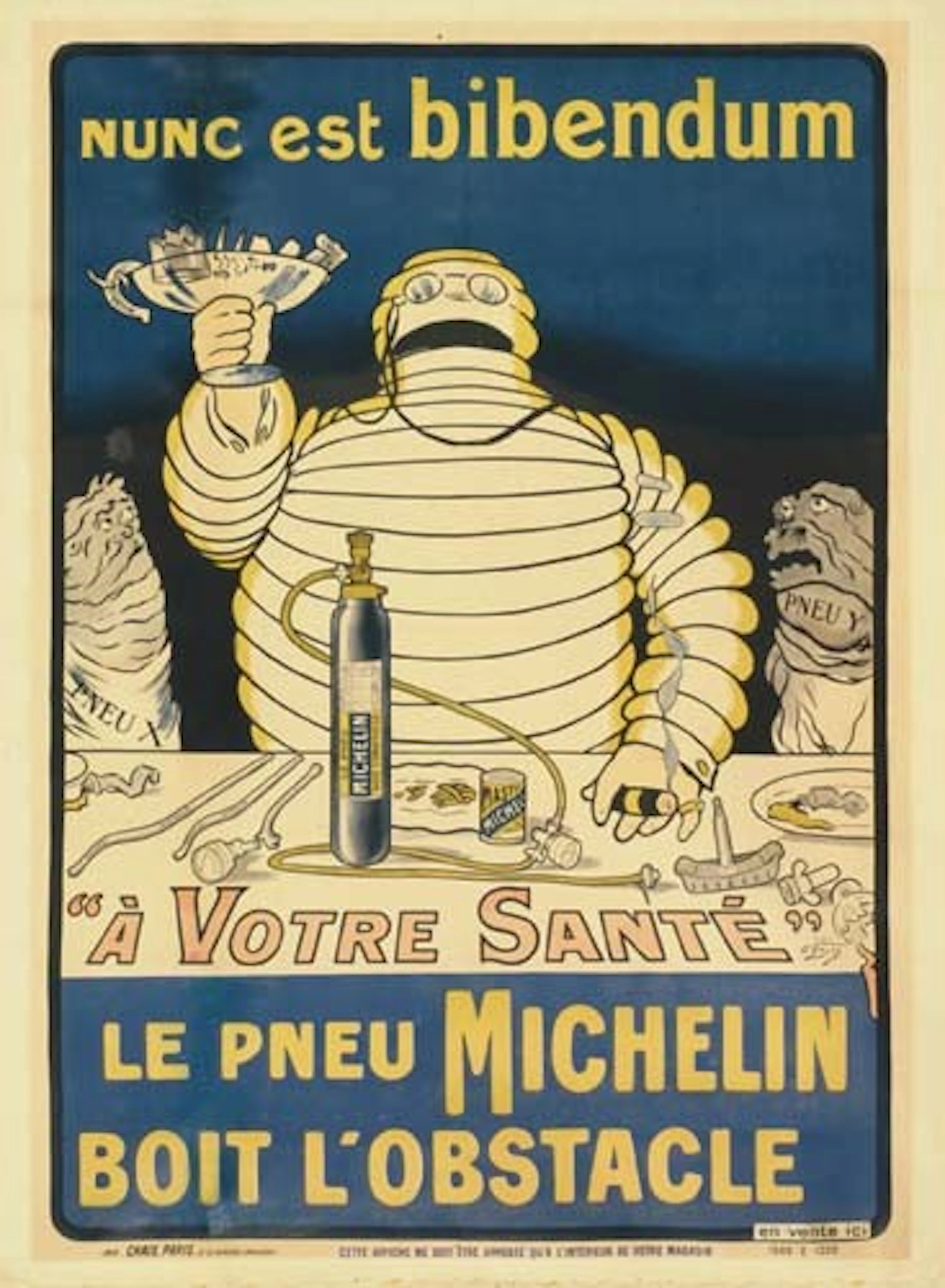 O' GALOP (MARIUS ROSSILLON 1867-1946) "A VOTRE SANTE" LE PNEU MICHELIN