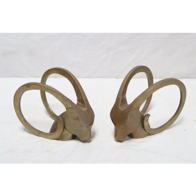Pair bronze sculpture of deer heads