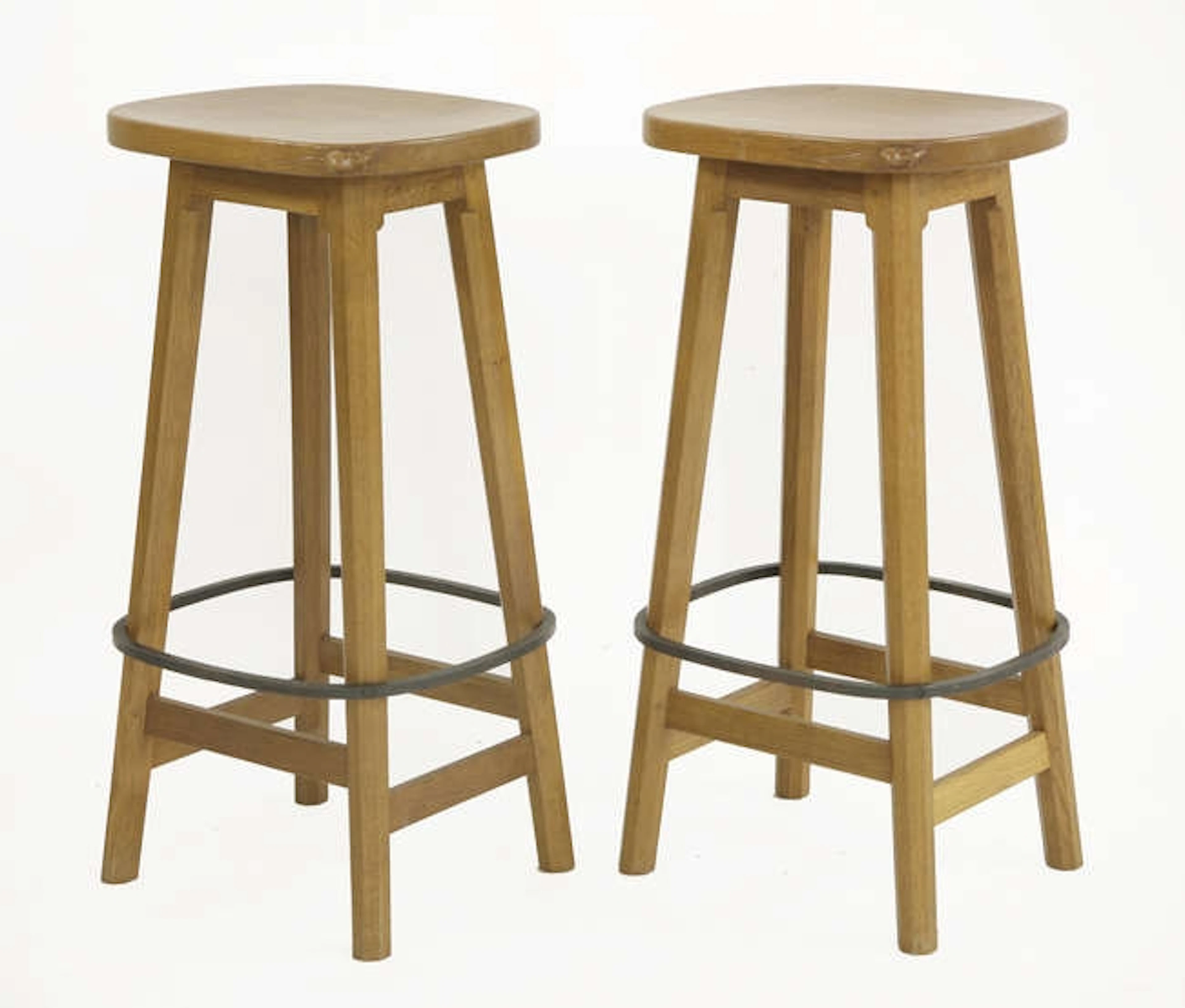 A pair of Robert 'Mouseman' Thompson bar stools