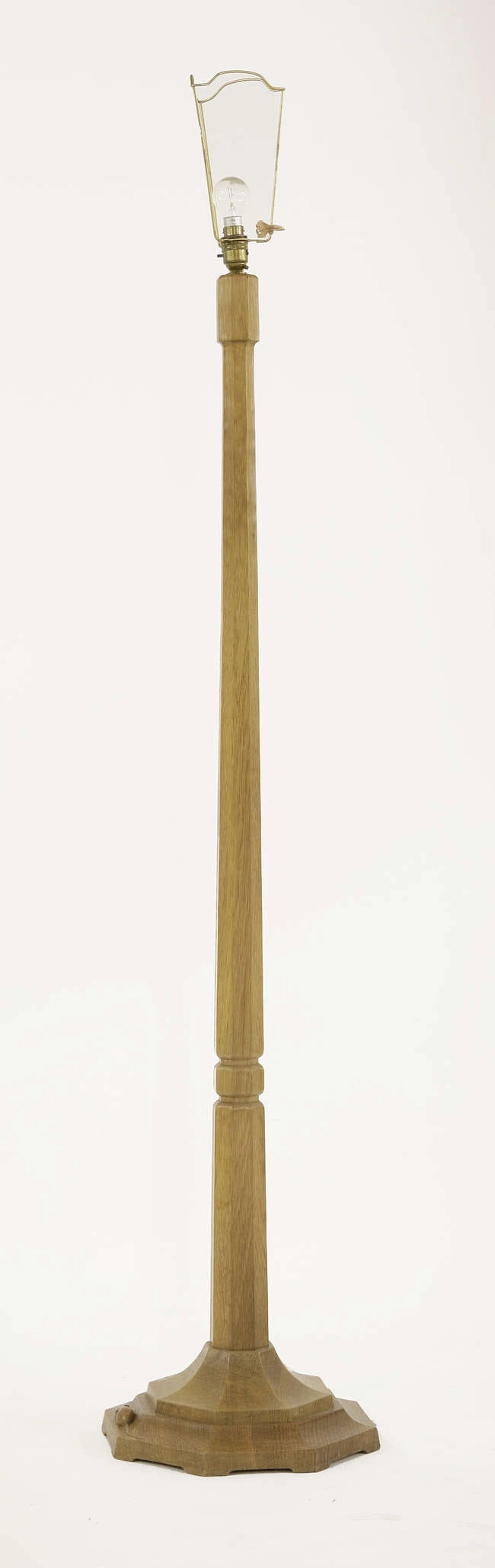A Robert 'Mouseman' Thompson oak standard lamp