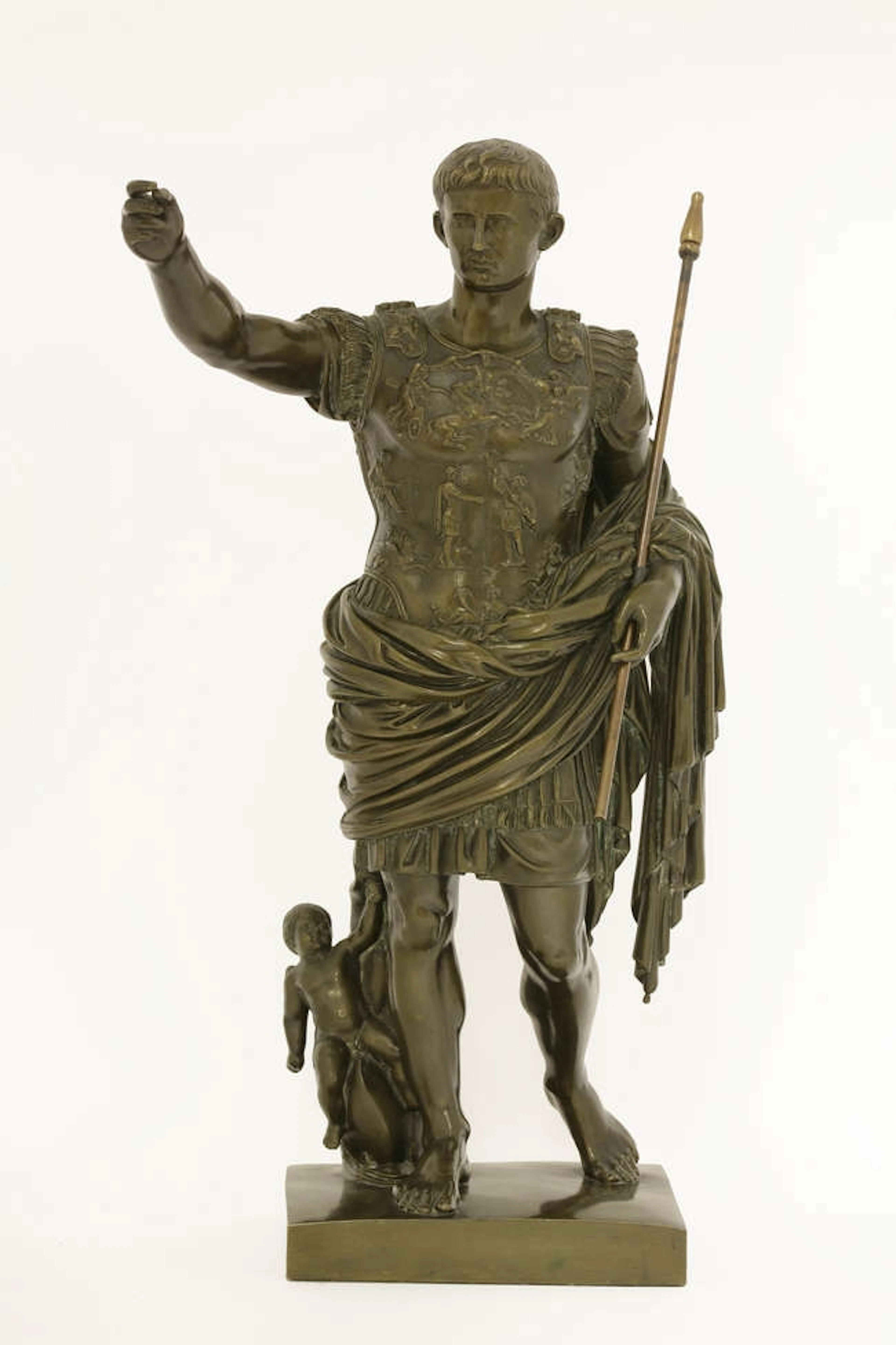 A bronze figure of Augustus Caesar