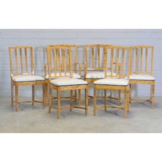 A set of birch dining chairs in Biedermeier style