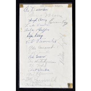 1939 Brooklyn Dodgers signed autograph sheet (VG/EX)