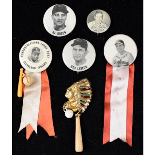 Lot of (6) vintage Cleveland Indians pins