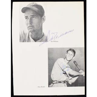 Stan Musial and Ted Williams dual-signed vintage publication page (EX/MT)