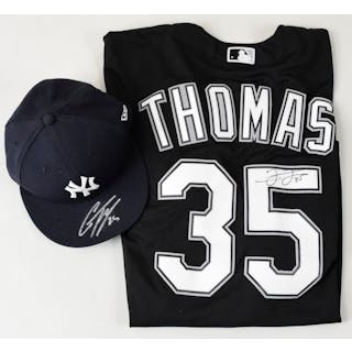 Frank Thomas signed jersey and Gleybar Torres signed hat...