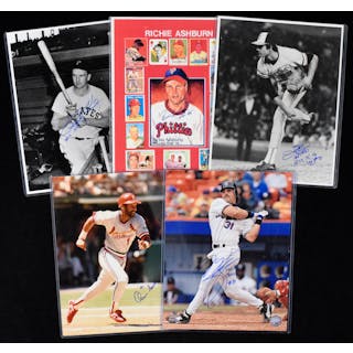 Lot of (6) Baseball HOFers signed 11"x14" photographs (NM-NM/MT)