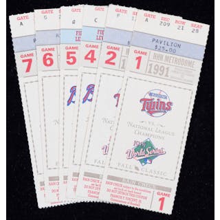 Set of (7) 1991 World Series ticket stubs (VG/EX-NM)