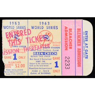 1963 World Series Game 1 ticket stub (VG)