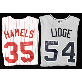 Cole Hamels and Brad Lidge signed jerseys - MLB Authenticated (NM-NM/MT)