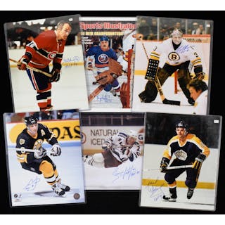 Lot of (13) hockey stars and HOFers signed 11"x14"...