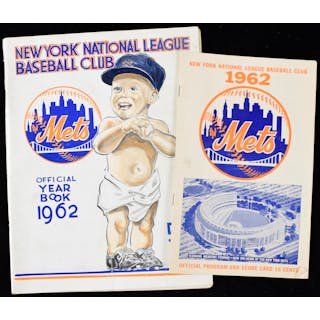 1962 New York Mets inaugural season yearbook and 1962 scorecard (GD-VG/EX)