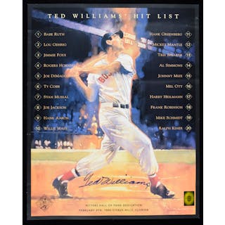 Ted Williams signed Hitters Hall Of Fame poster - Williams authenticated (NM)
