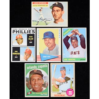 Lot of (80+) 1955-1969 Topps & Fleer baseball cards with stars