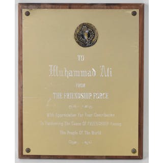 Muhammad Ali "Friendship Force" presentational plaque...