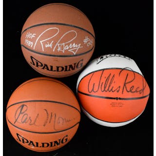 Lot of (3) HOFer-autographed basketballs with Barry