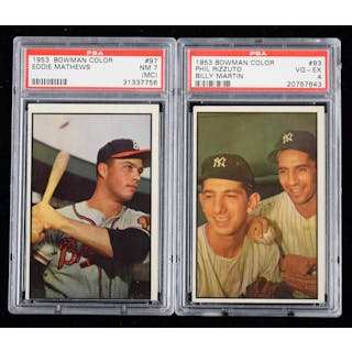 Lot of (2) PSA-graded 1953 Bowman Color cards