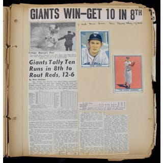 Mel Ott scrapbook with period scorecards from the Ott collection