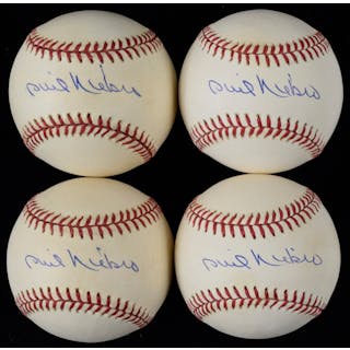 Lot of (9) Phil Niekro signed L.Coleman NL baseballs (VG/EX-EX/MT)