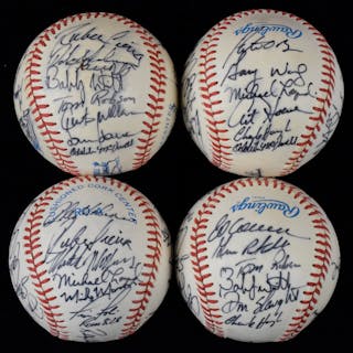 Lot of (11) 1986 Texas Rangers team signed baseballs (Avg