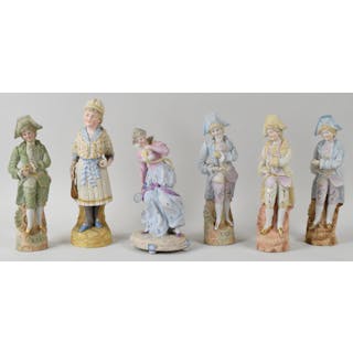 Lot of (11) vintage German bisque porcelain tennis figurines
