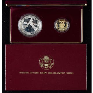 1988 Olympic Proof set with $5 gold and $1 silver coins...