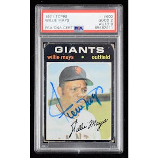 1971 Topps #600 Willie Mays autographed card (PSA Good 2...