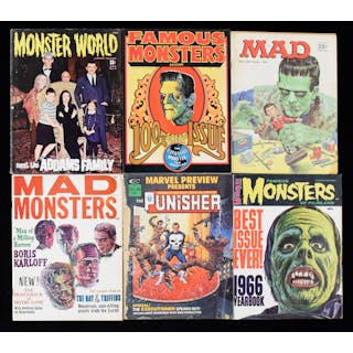 Lot of (6) vintage monster magazines & comics