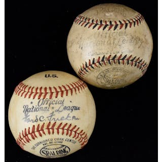 Lot of (2) vintage National League baseballs (FR/GD-EX)