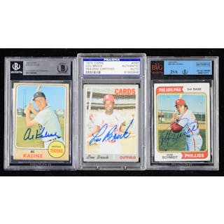Lot of (3) 1968-1974 Hall of Famer autographed Topps...