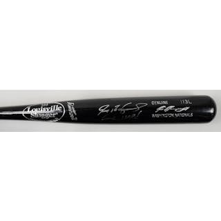 2010 Ivan Rodriguez signed and inscribed "Game Used" baseball bat (EX/MT)