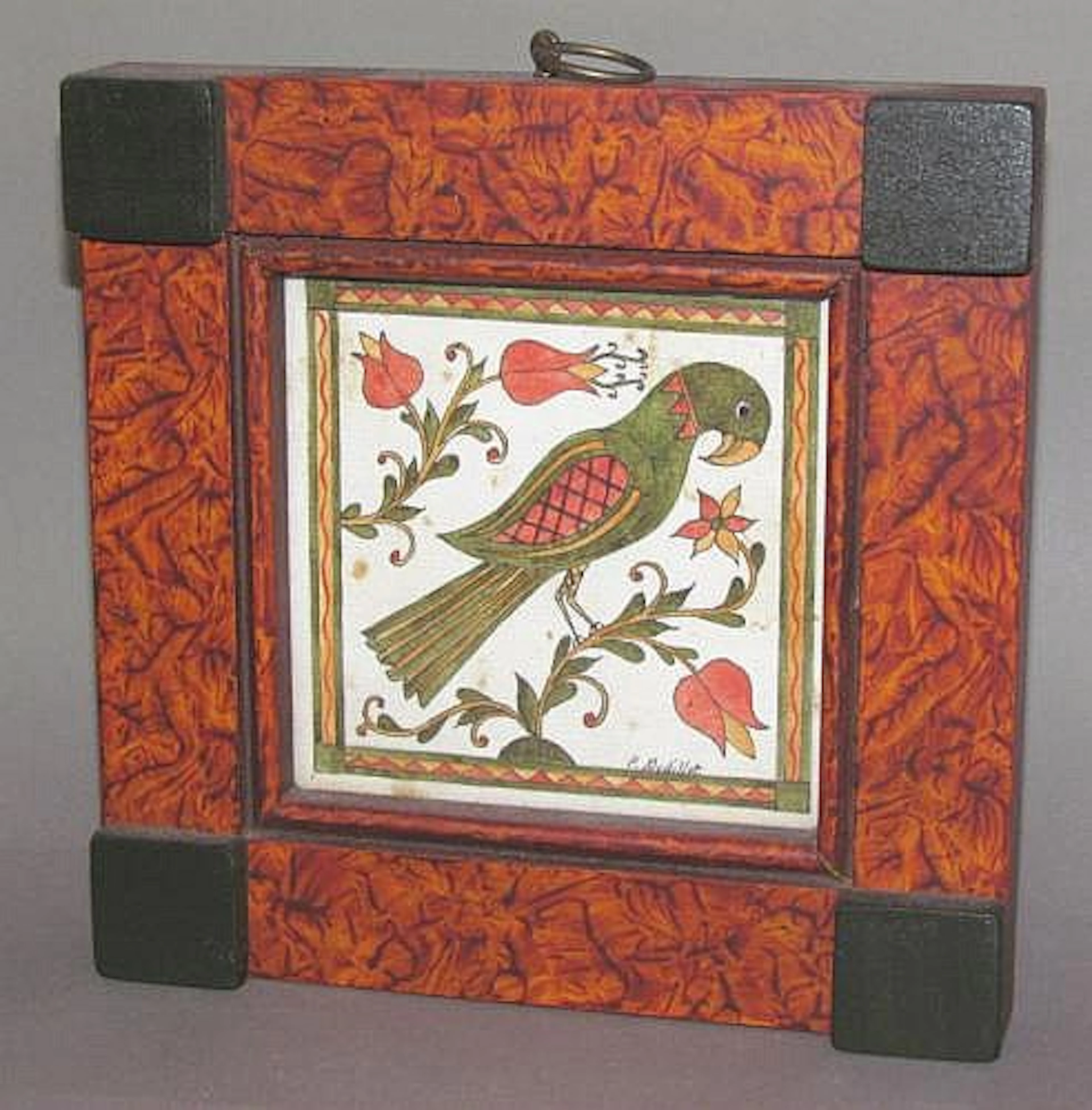 Framed Pam Godilbt folkart watercolor