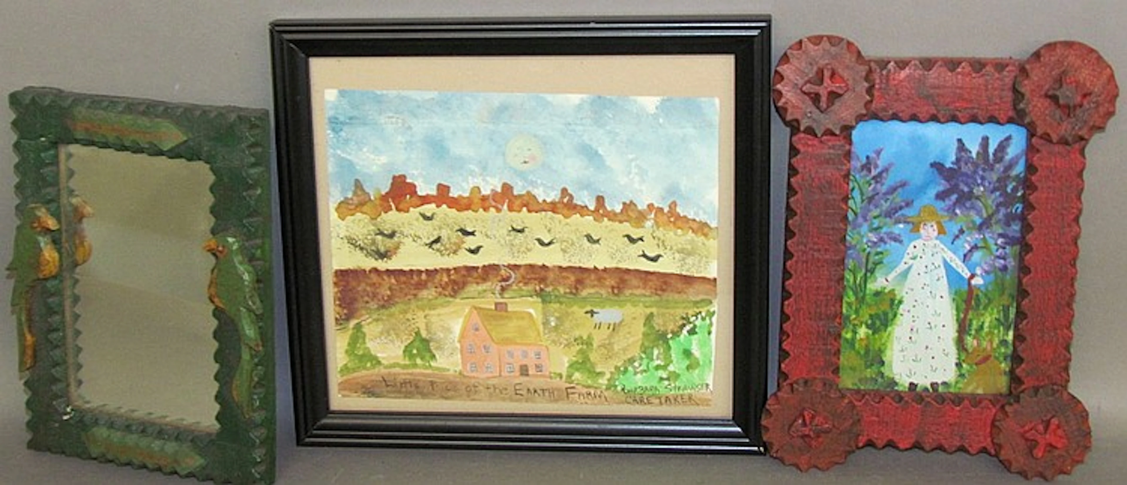3 pieces of Strawser folk art