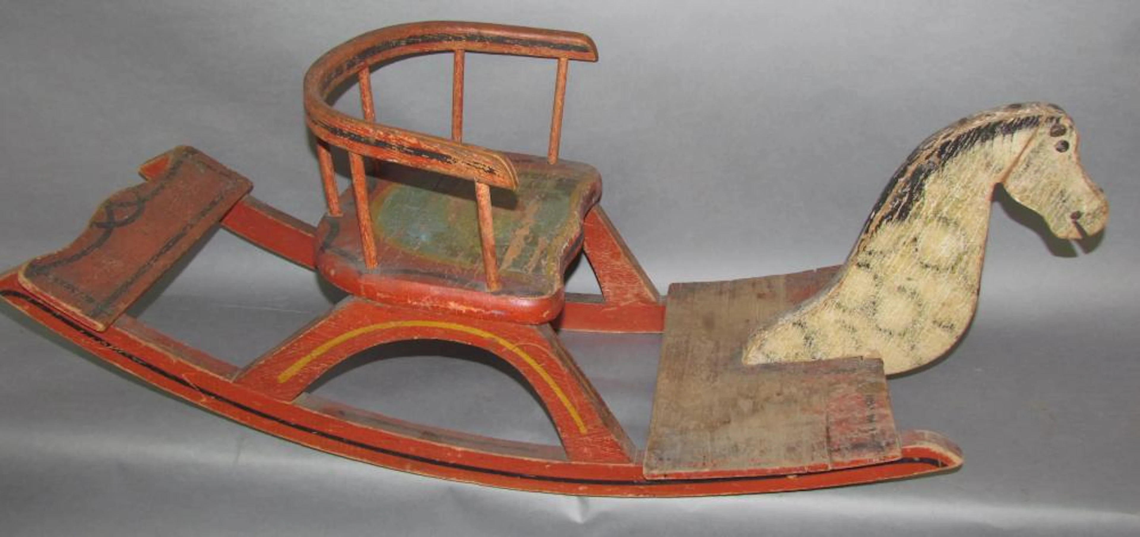 Painted child's rocking "chair" hobby horse