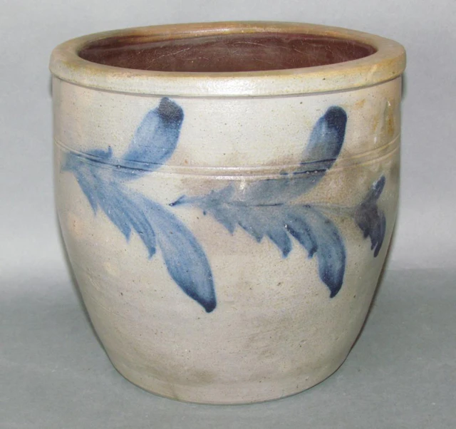 1 gallon cobalt decorated stoneware Shenfelder crock