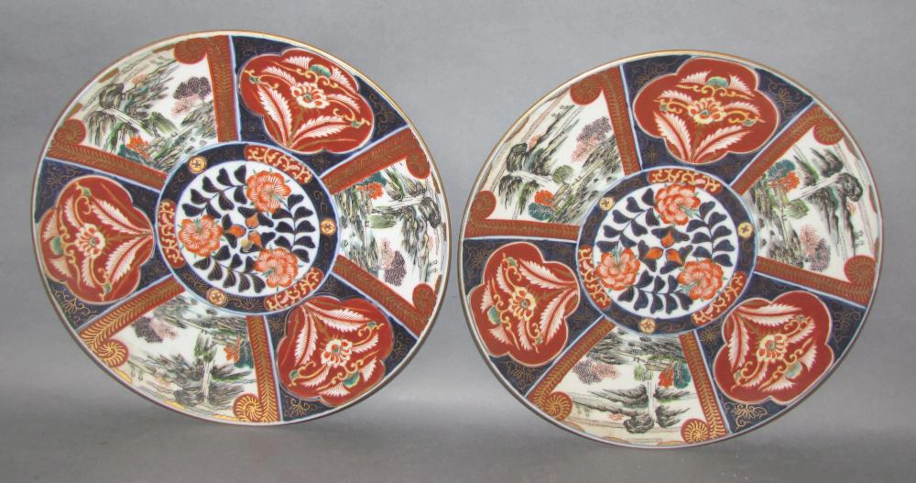 Pair of round porcelain Imari plates