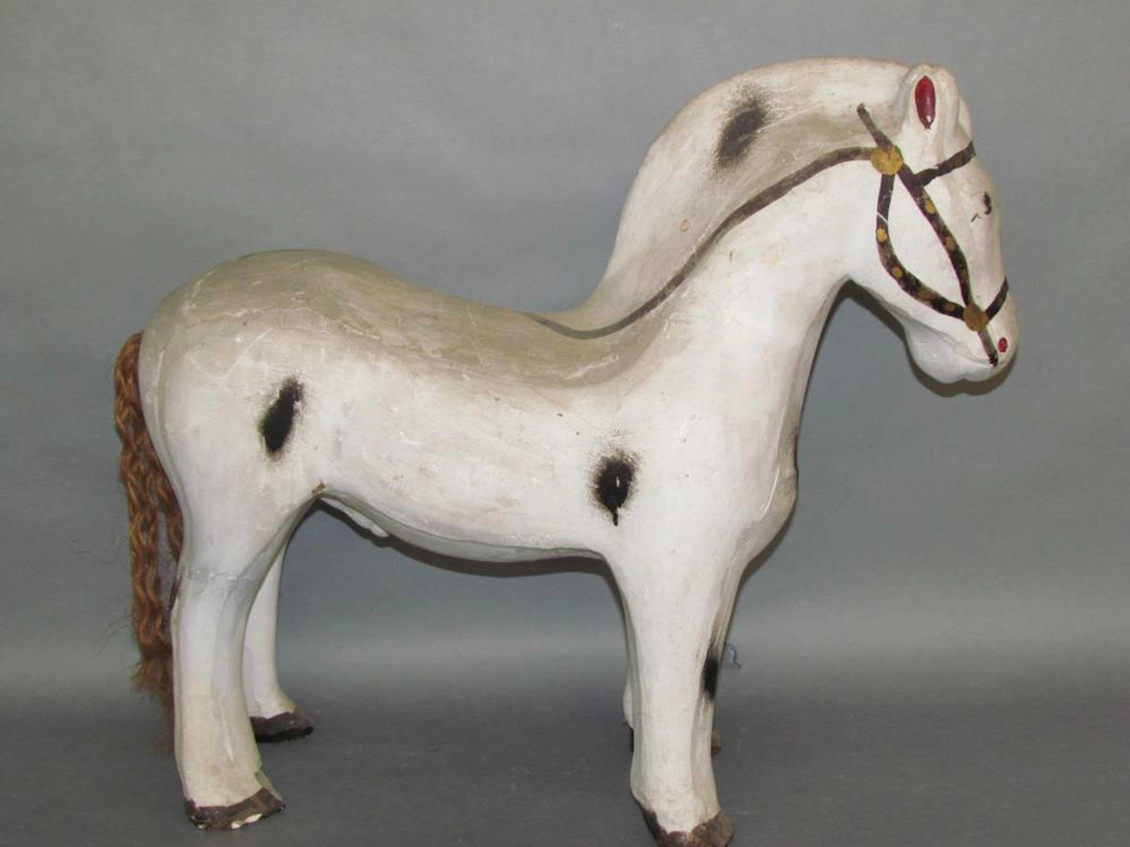 Massive PA chalkware horse with painted accents by unknown maker