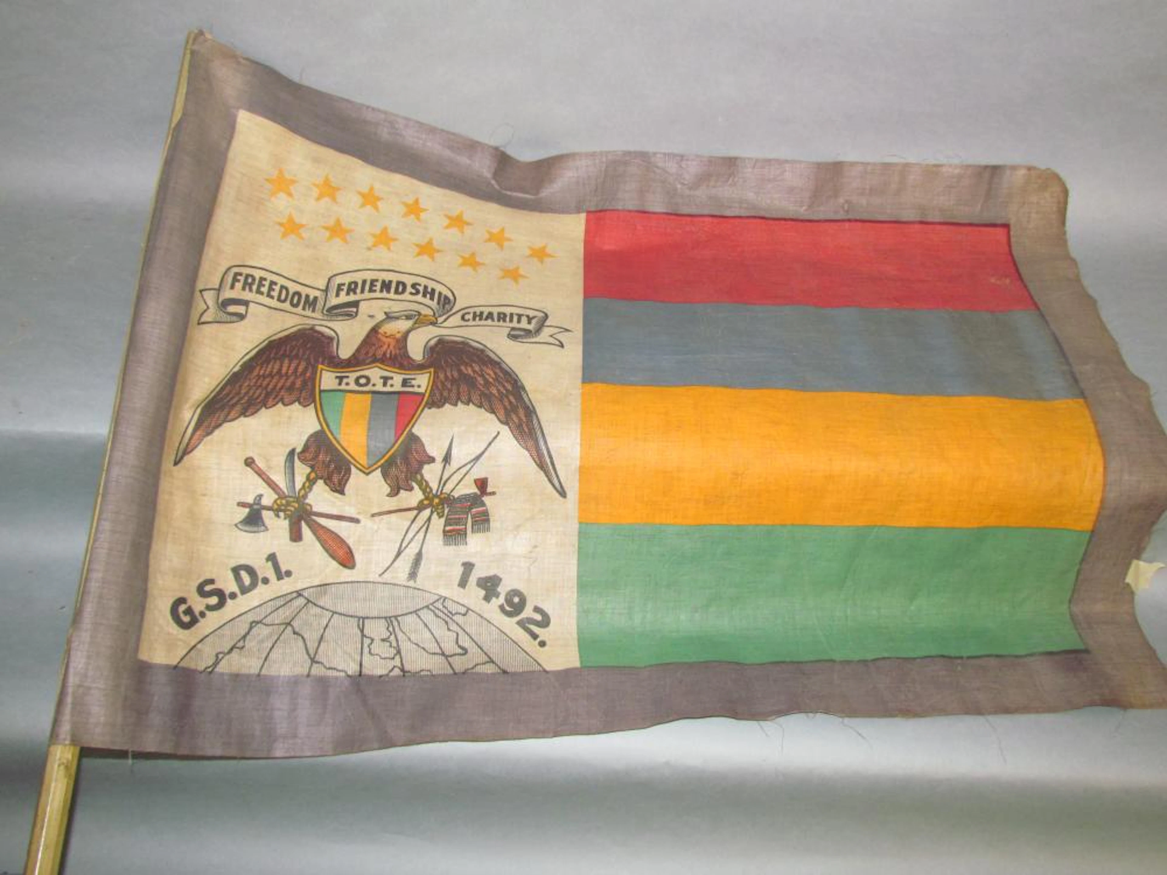 Pair of fraternal order parade flags from "Improved Order of Red Men"