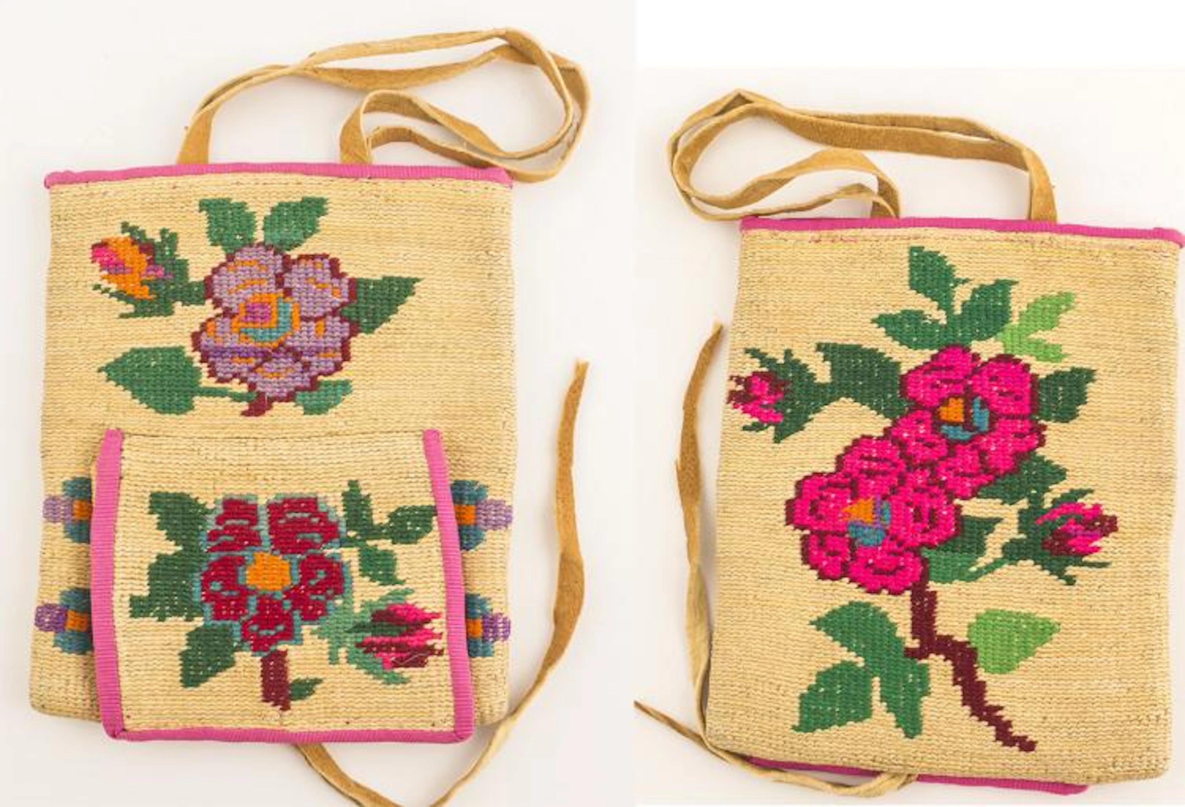 Woven Corn Husk and Yarn Bag, Viola Morris
