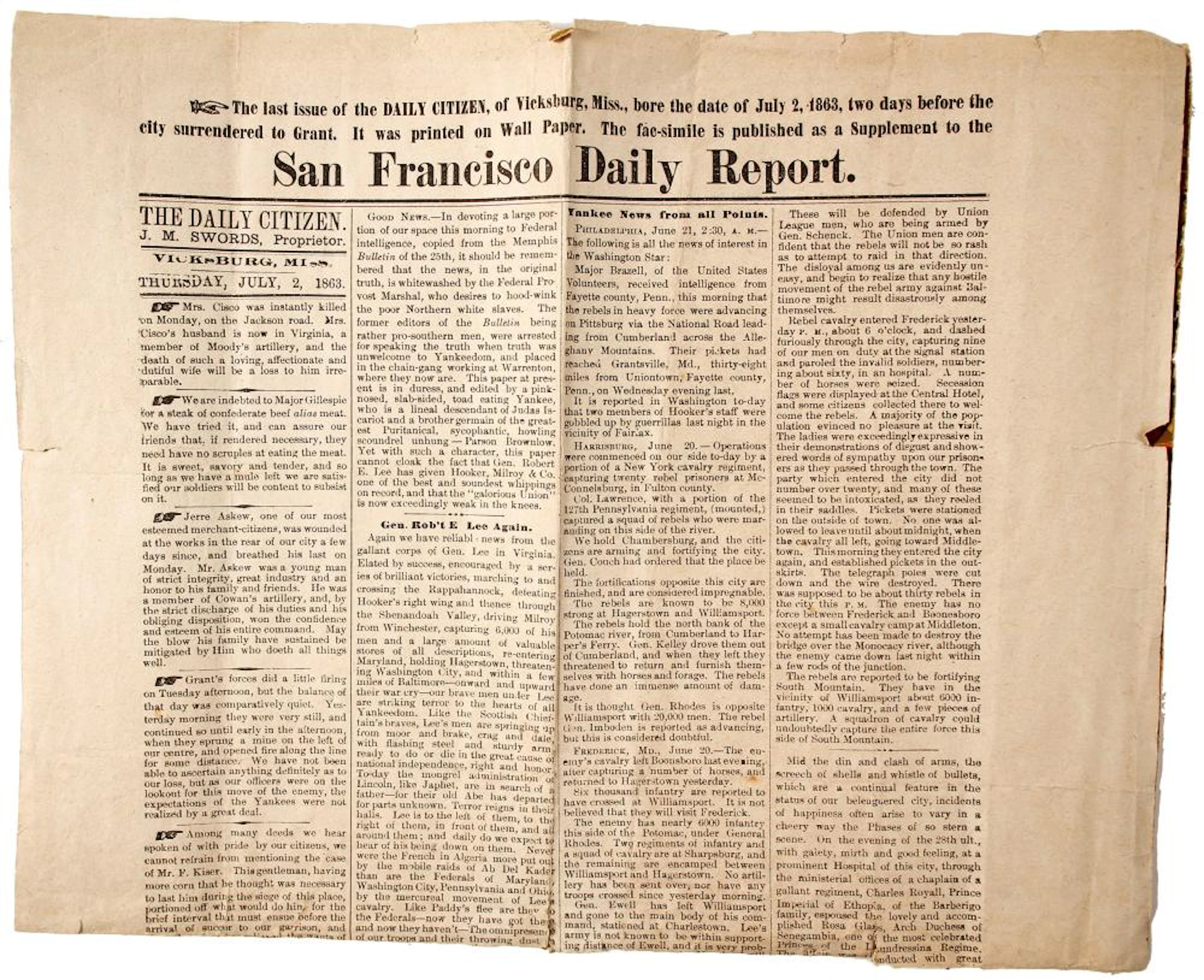 Civil War Facsimile Wall Paper Supplement (83563)