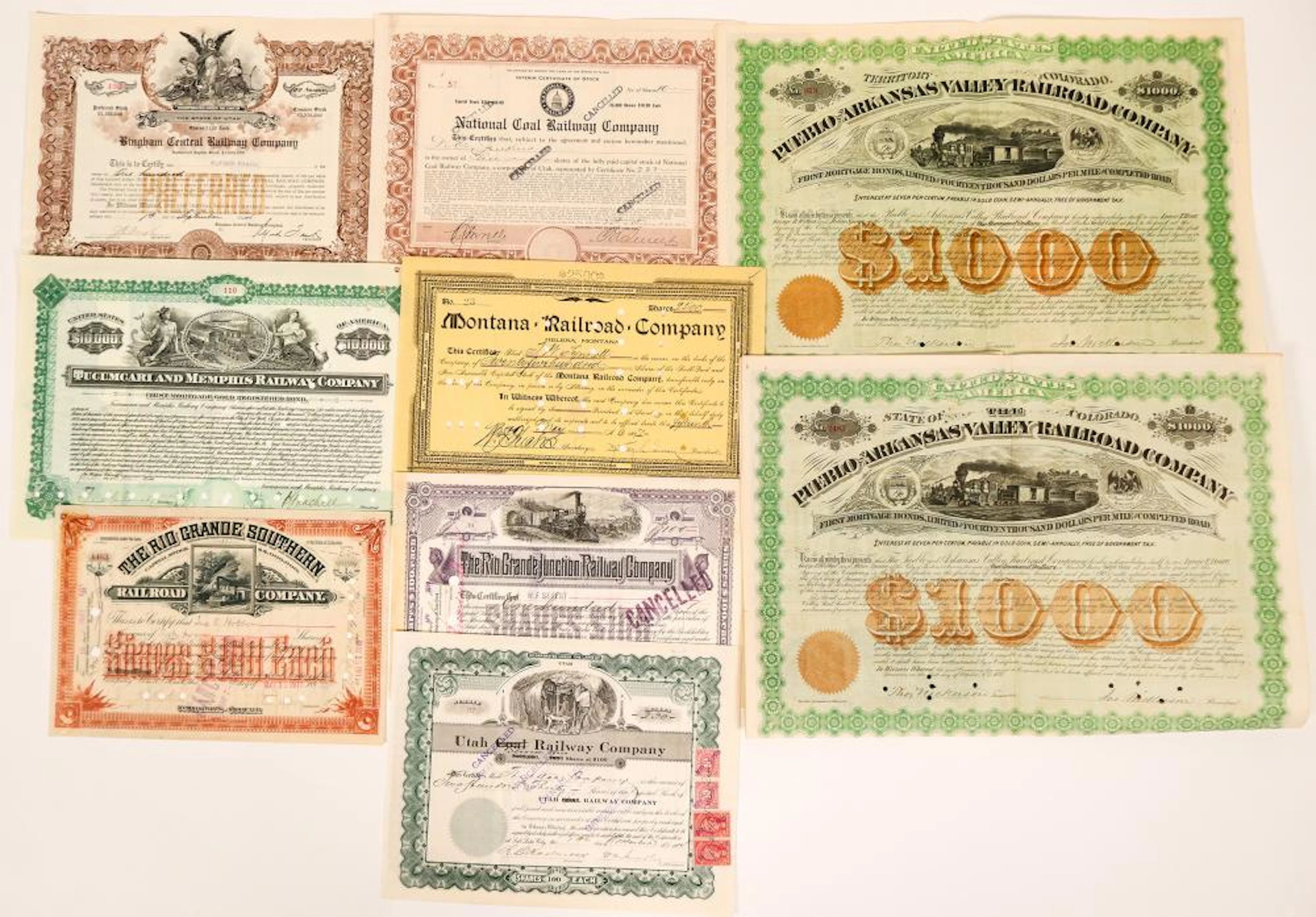 Western Railroads Stock Certificates (117232)