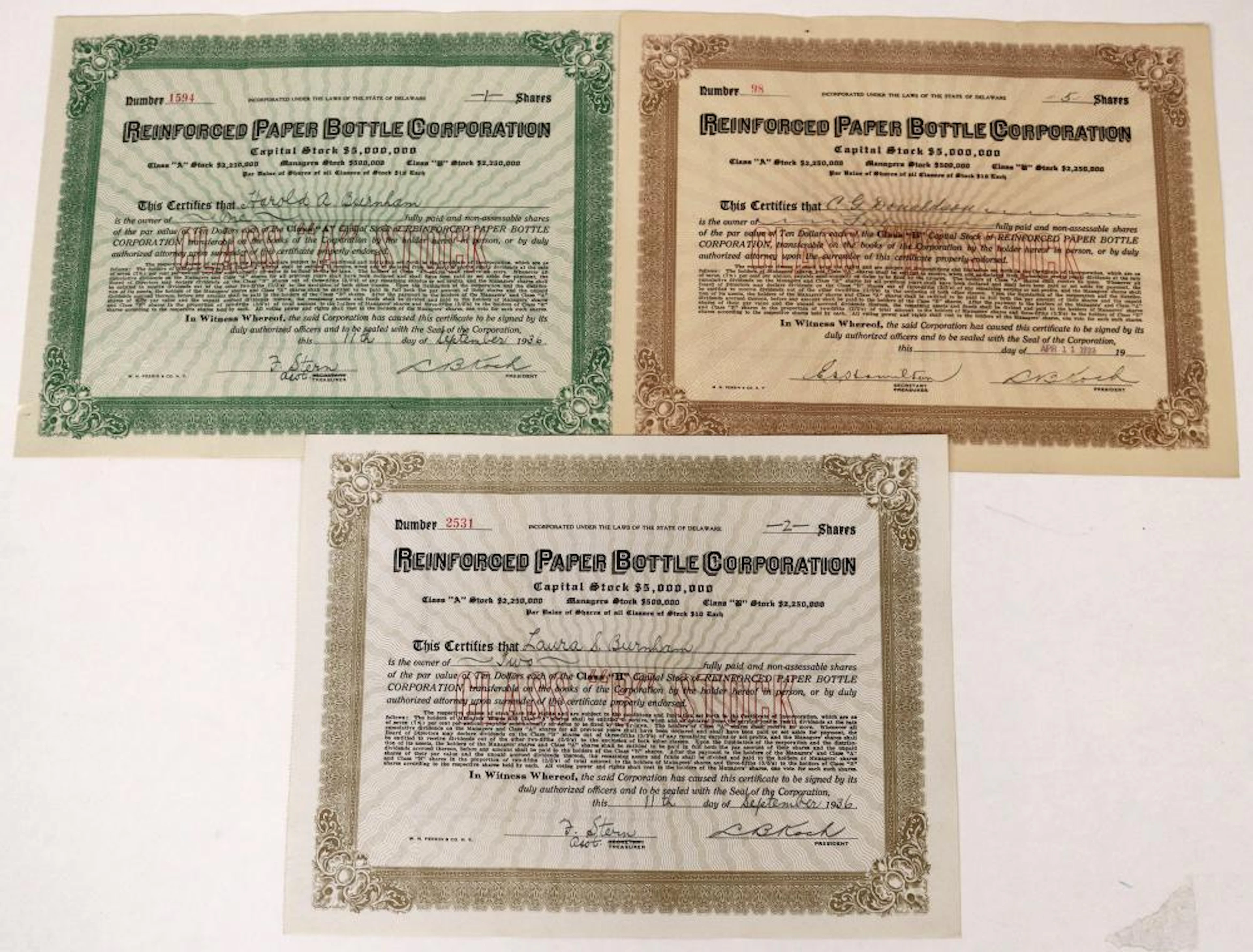 Reinforced Paper Bottle Corporation Stocks (123291)
