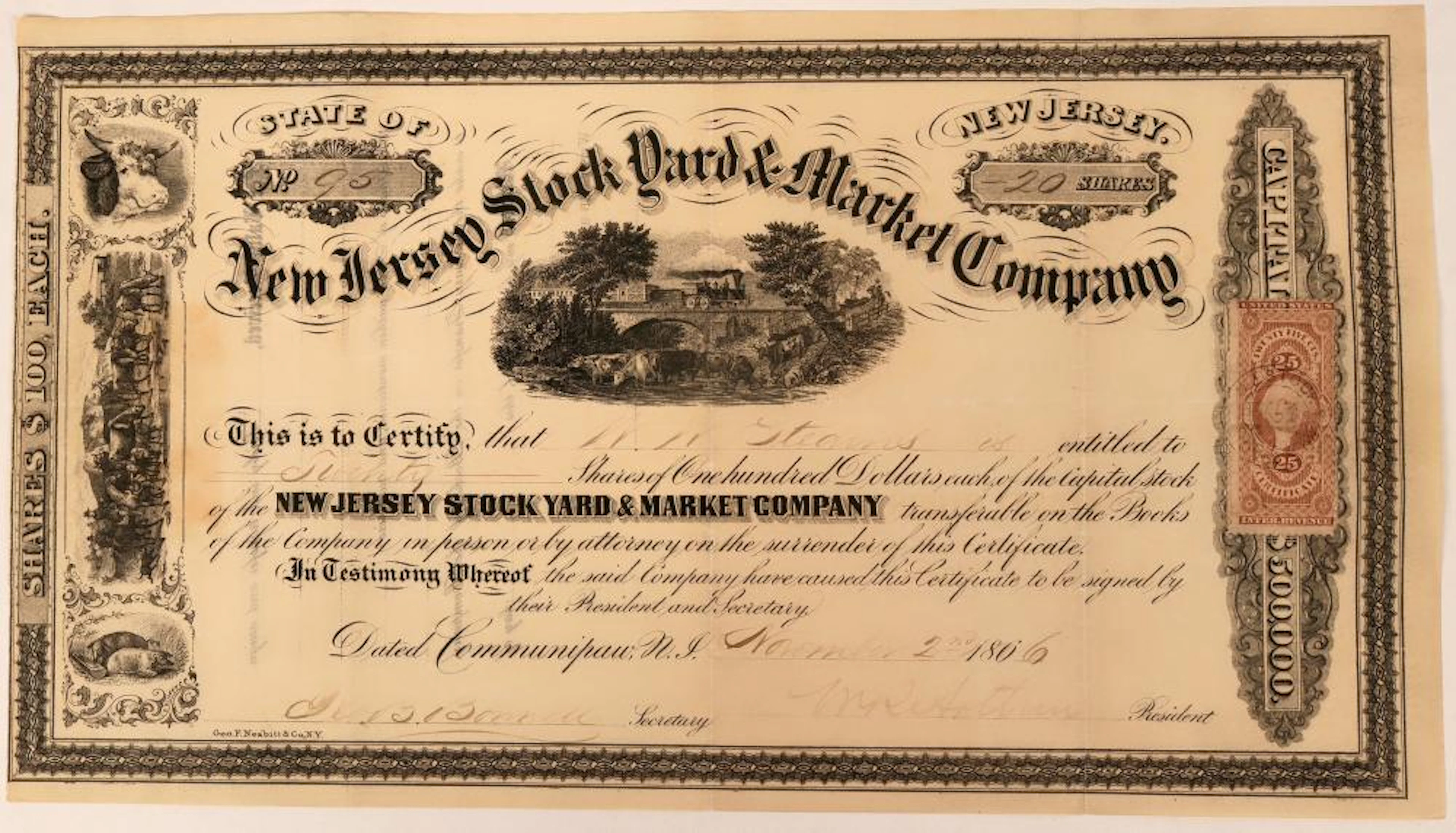New Jersey Stock Yard and Market Company Stock (123329)