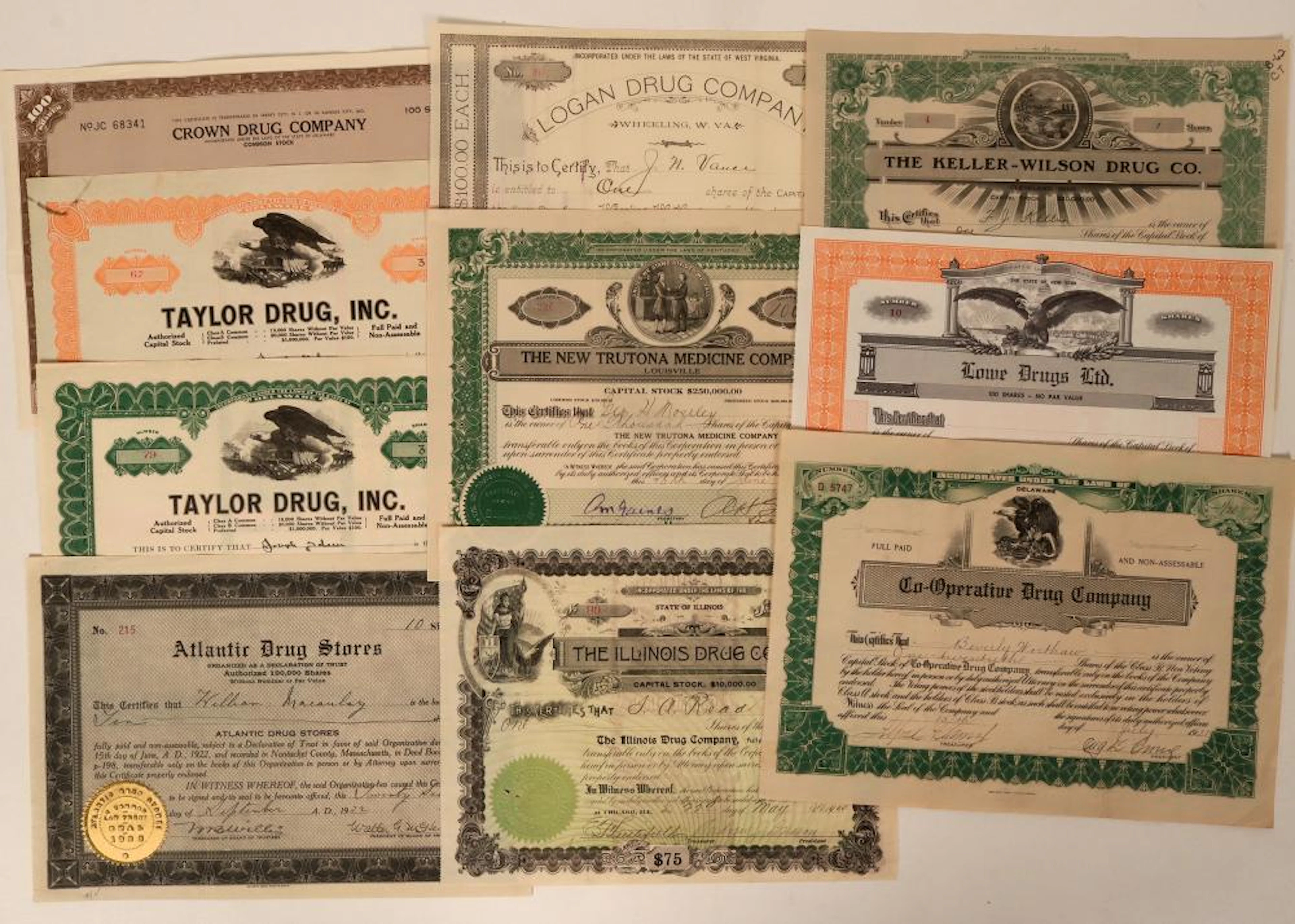Eastern Drug Company Stock Certificates (124548)