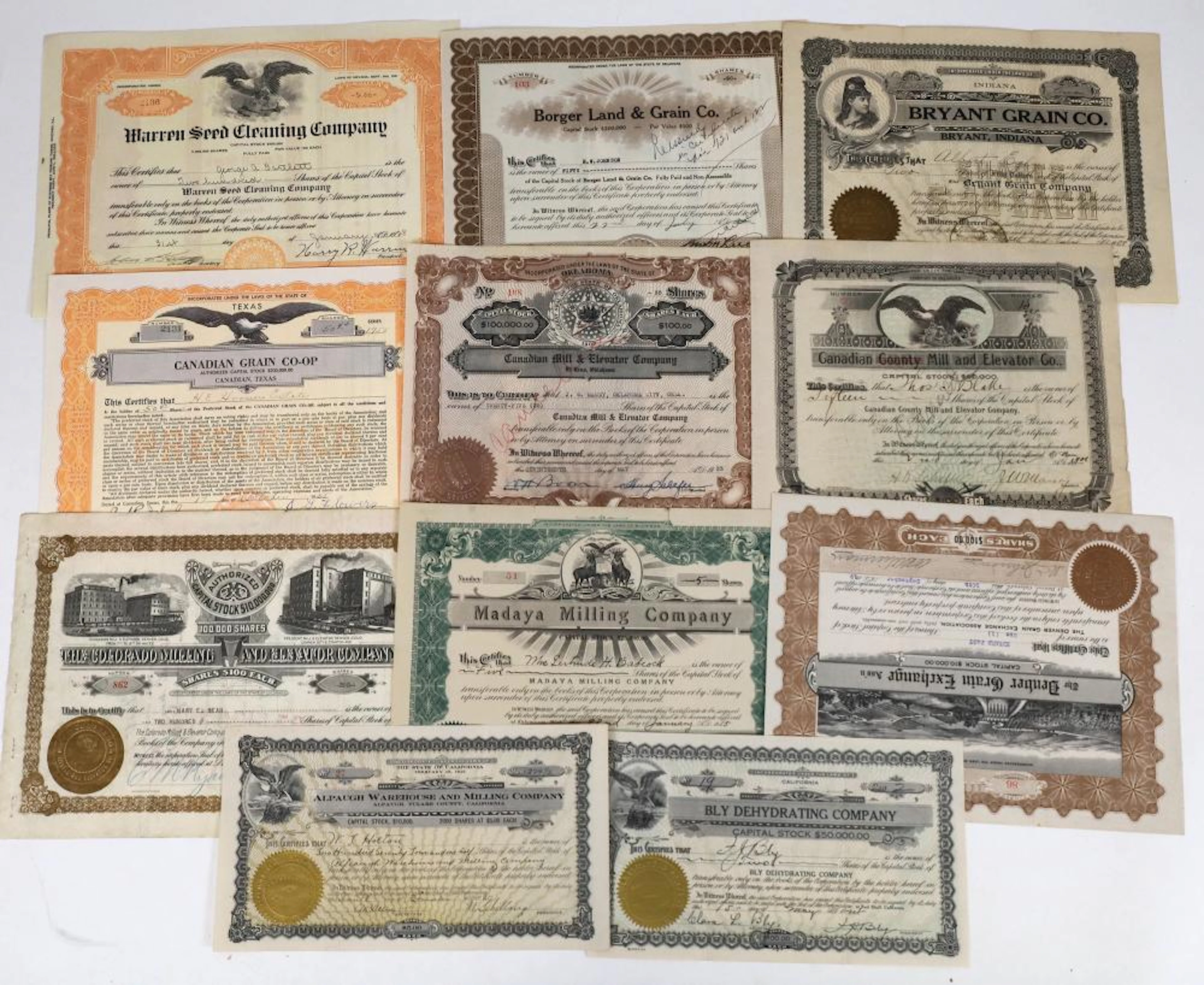 Grain and Mill Company Stock Certificates (119385)