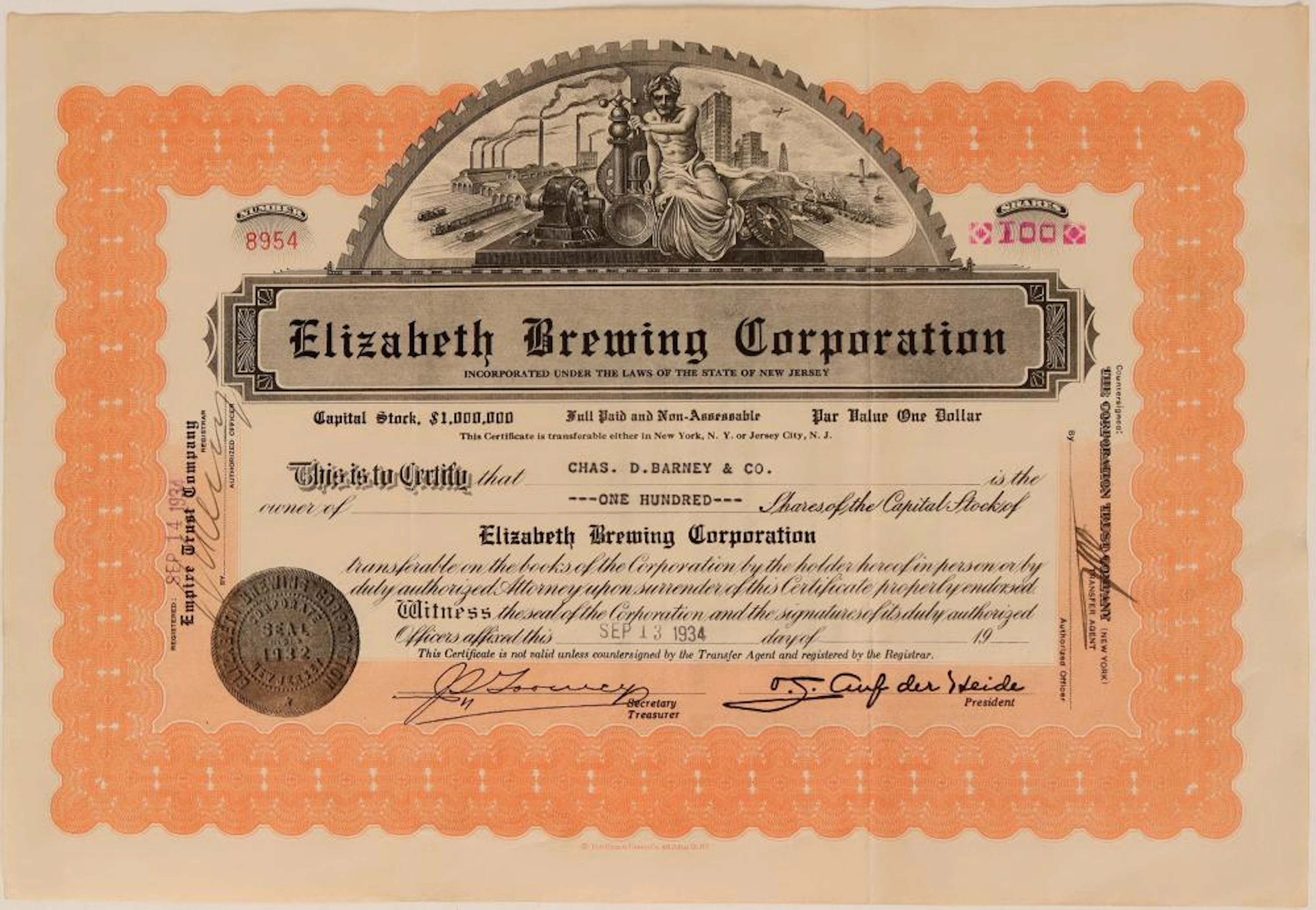 Elizabeth Brewing Company Stock (123417)