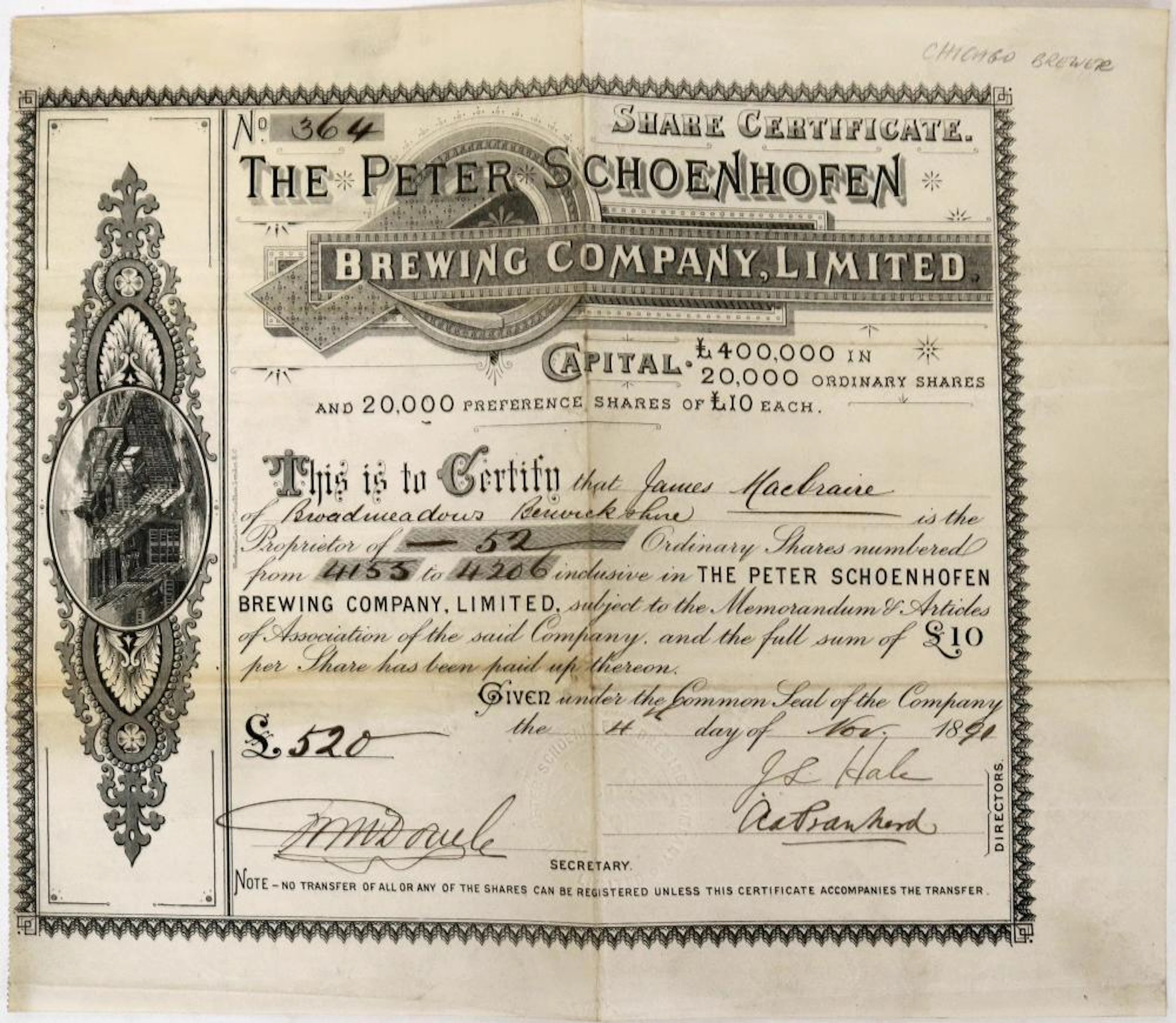Peter Schoenhofen Brewing Company, Limited Stock - English (123292)