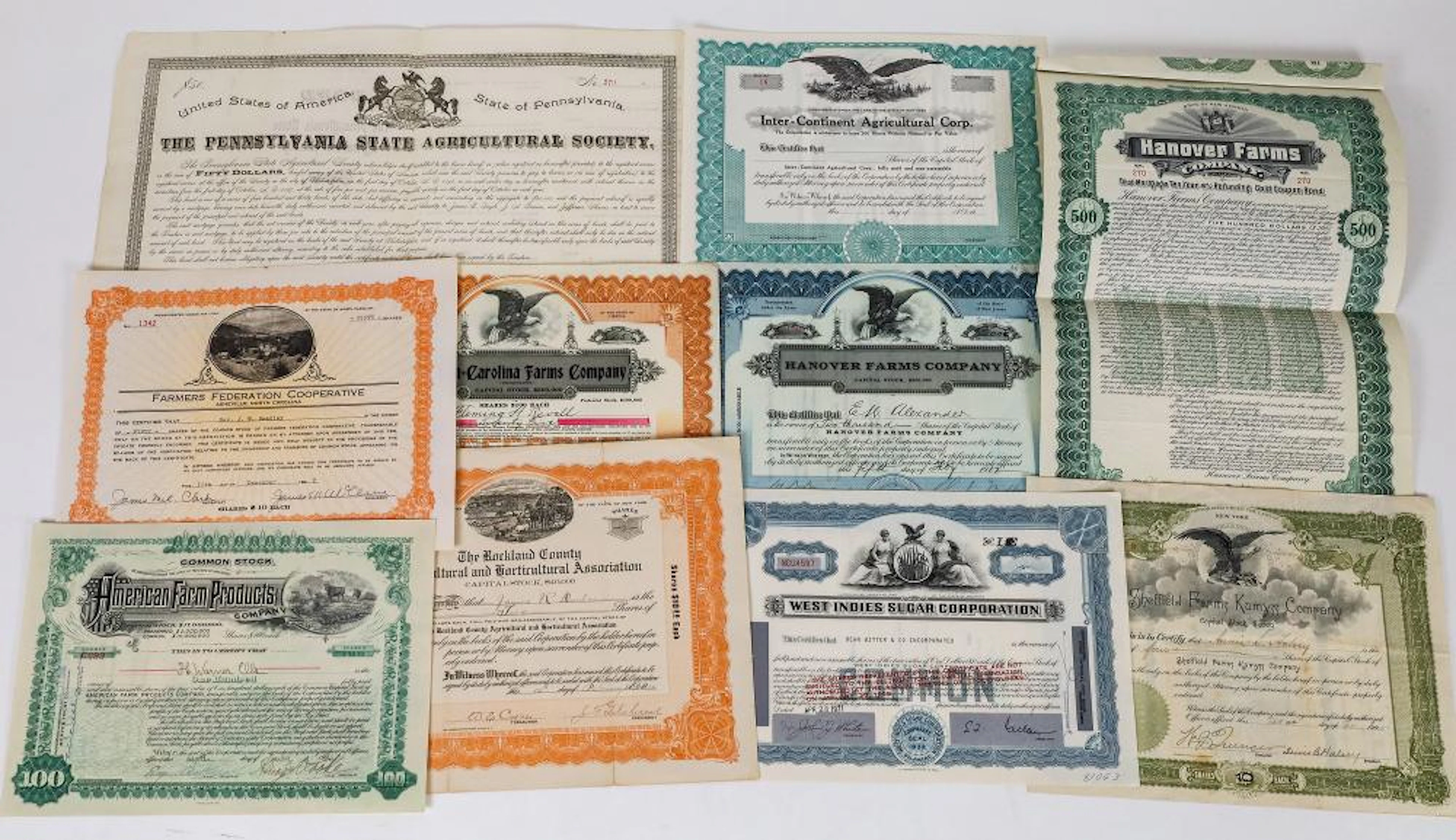 Eastern States Farm-Related Stock Certificate Group (113730)