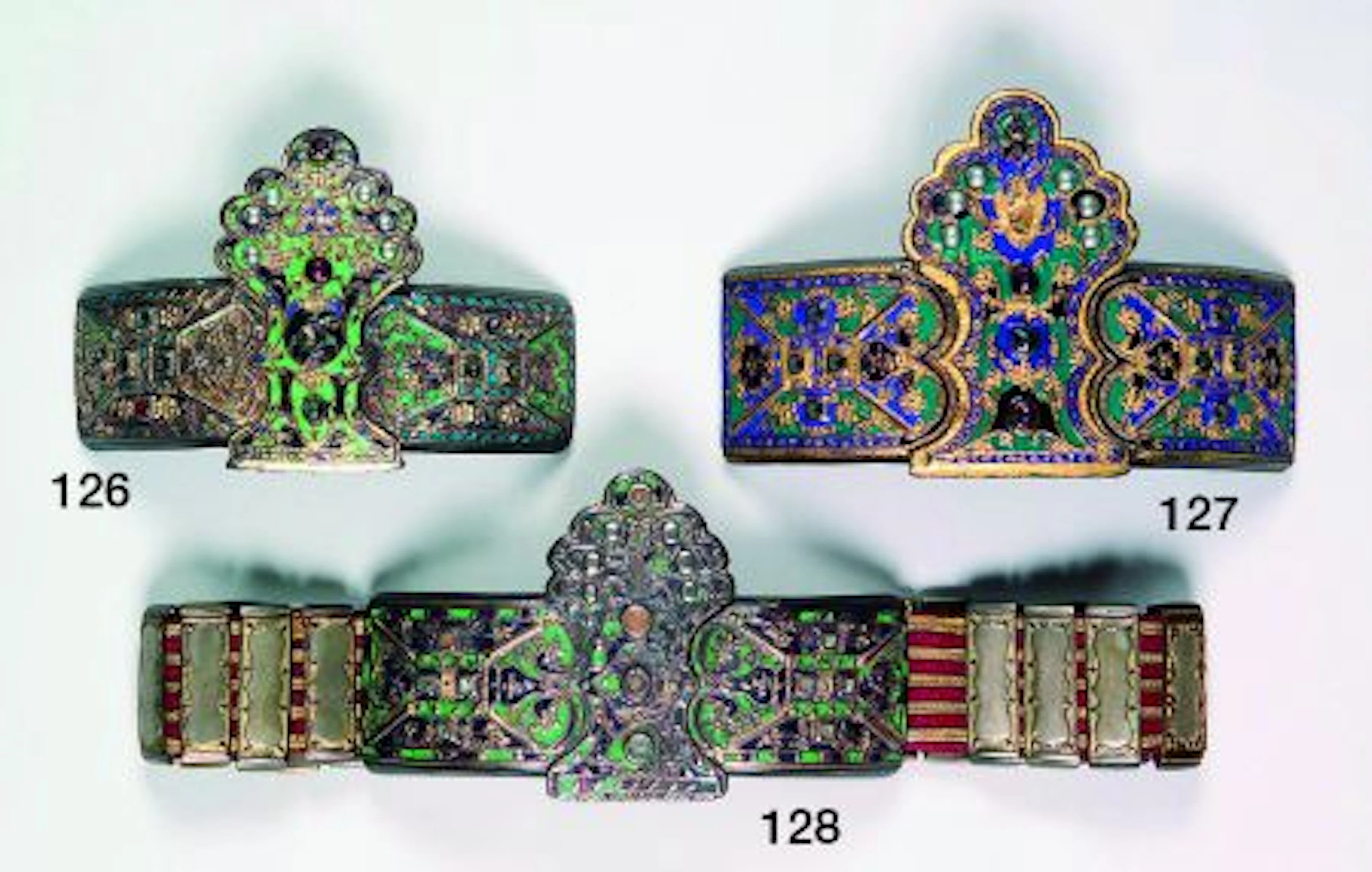 Zonari me tin korona. Ceinture grecque à grande boucle en bronze émaillé