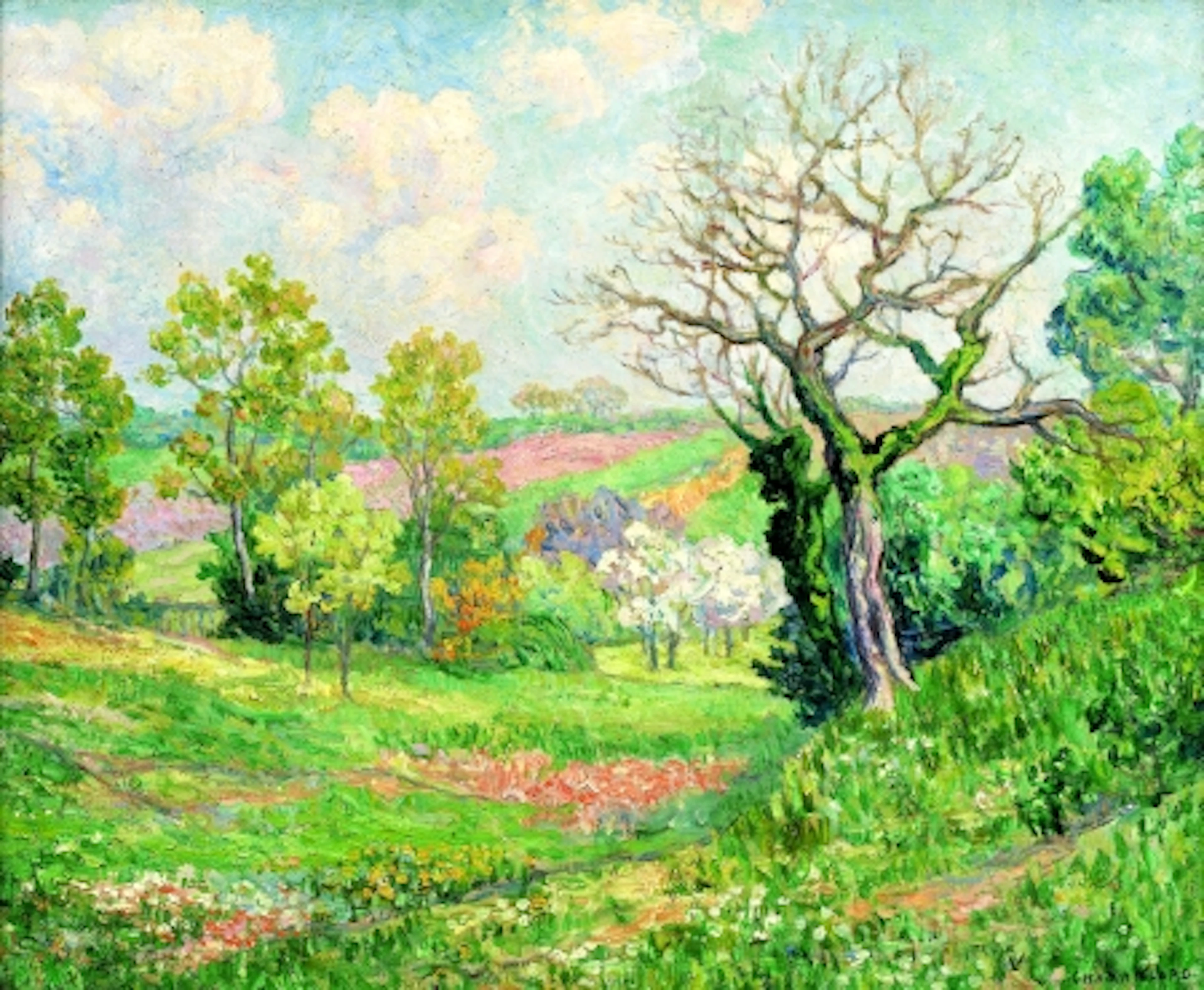ERNEST PONTHIER DE CHAMAILLARD (1962-1930) VALLON AU PRINTEMPS